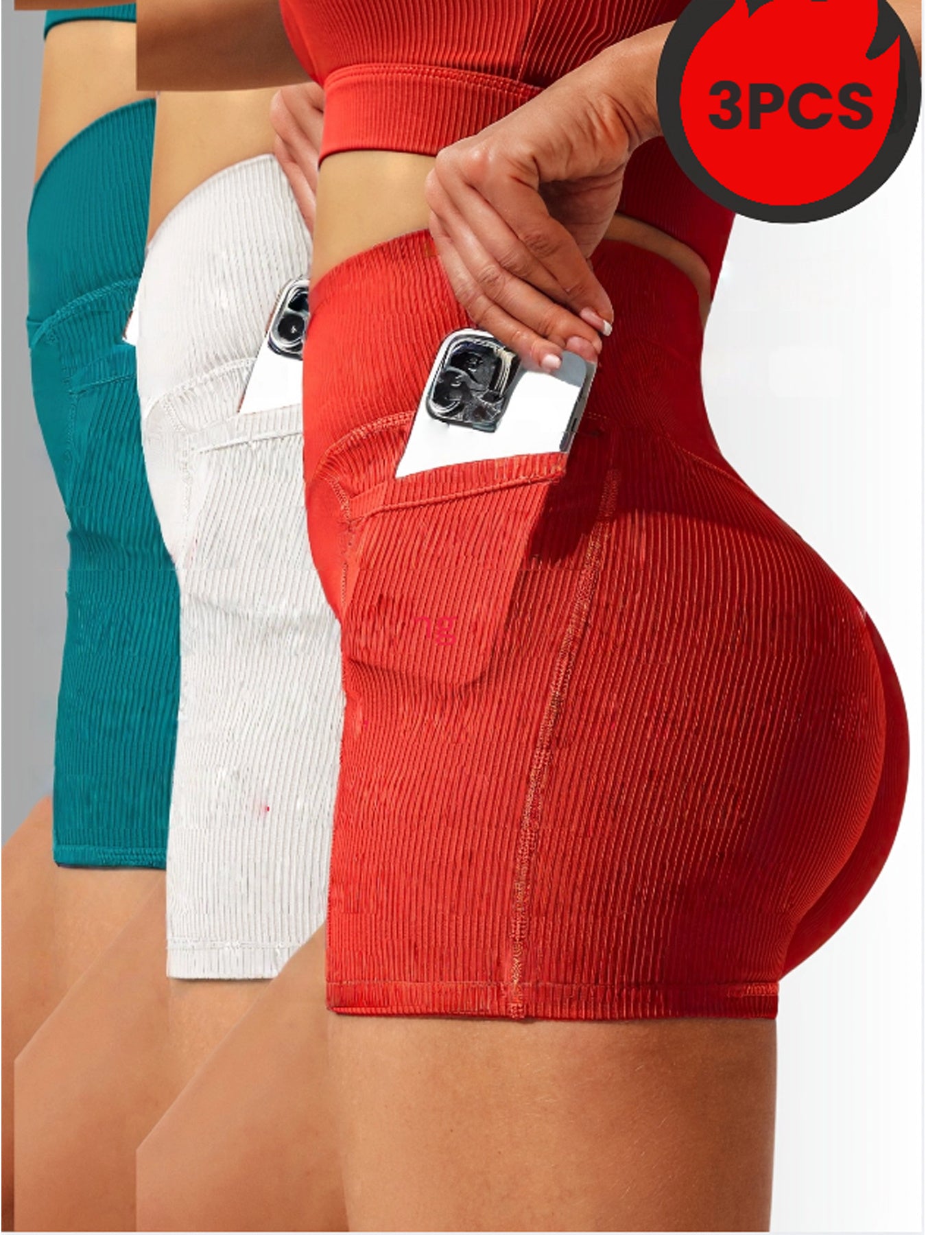 3 Pack Seamless Yoga Shorts - High Waisted Tummy Control, Quick Dry For Gym & Running RSTOCK