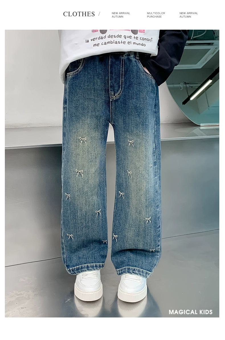 Girl Autumn Jeans 2024 New Arrival Pants Children's Clothing Kids Autumn Loose Pants Little Girl Spring and Autumn Pants