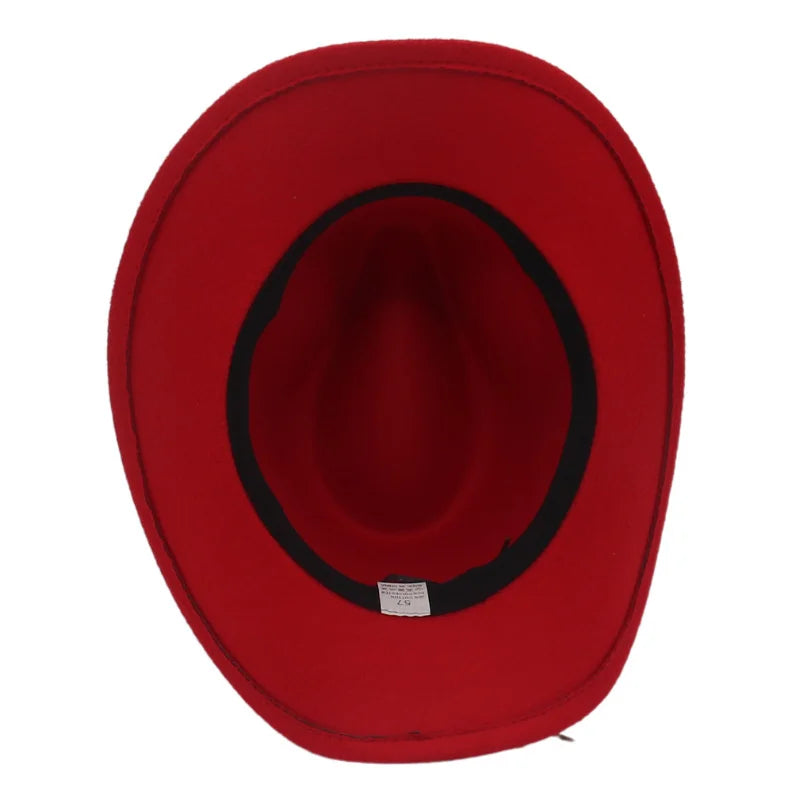 58cm Western Cowboy Style Felt Hat Jazz Ethnic Bullhead Logo Bandwidth Brim Banquet Hat Spanish Bullfighting Festival Accessory