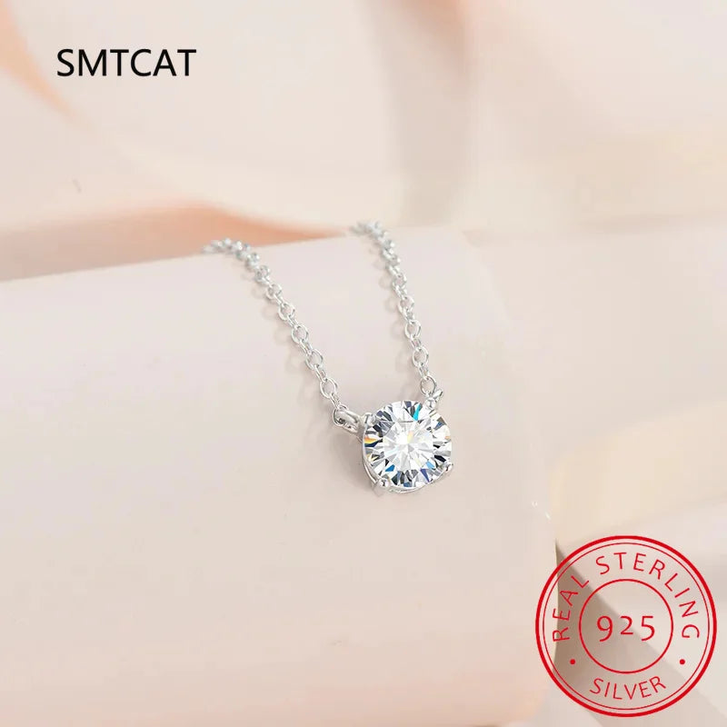 925 Sterling Silver Moissanite 1-3 Carat Set Chain Necklace Advanced Light Luxury Niche Casual Elegant Ladies Send Girlfriend