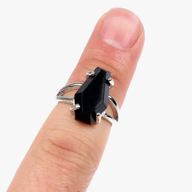 Coffin Ring, Black Coffin Ring, Goth , Black Onyx Jewelry, Vampire , Witch, Gothic, Onyx Rings, Onyx Gemstone jewelry