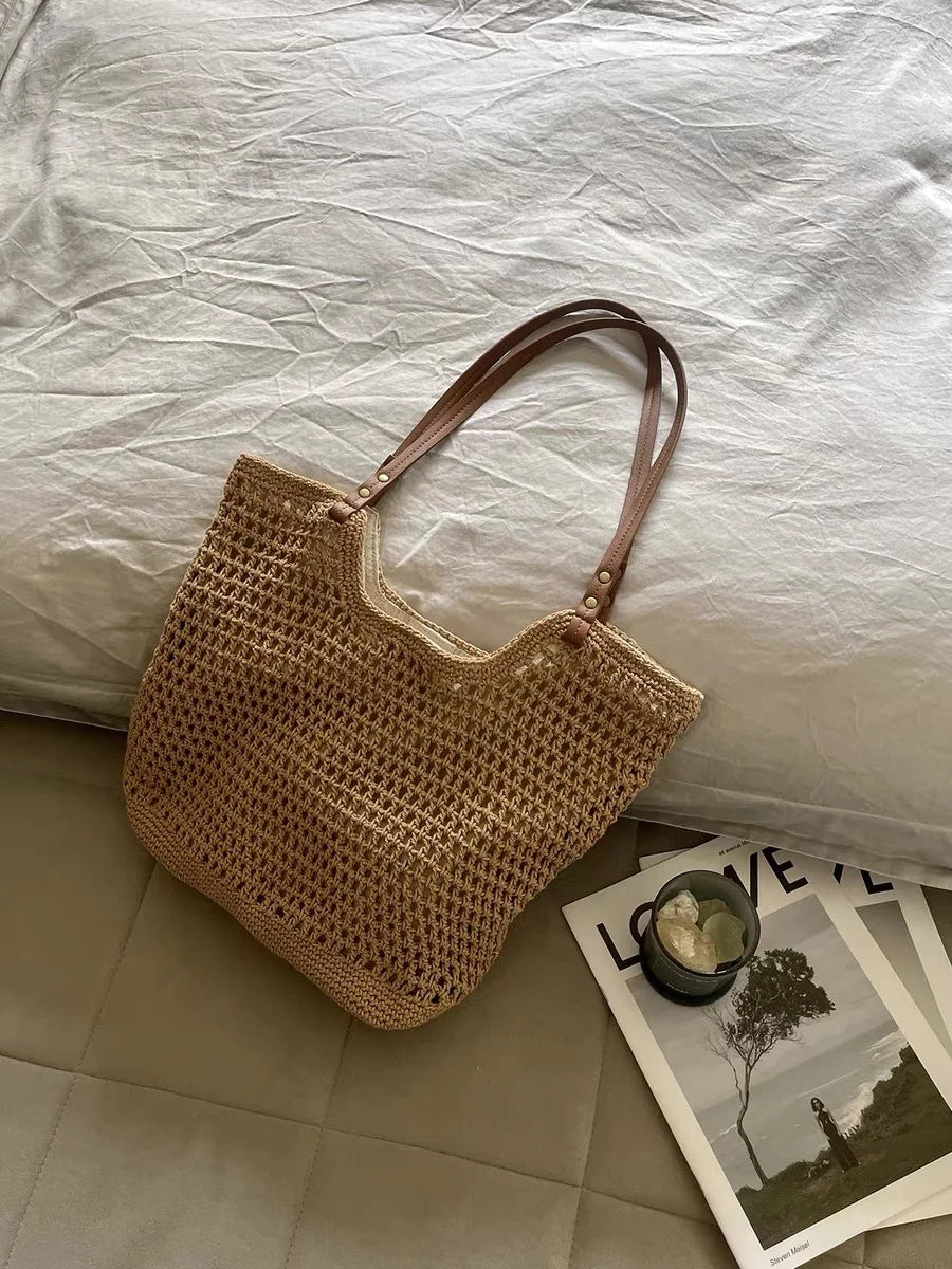 Cotton Thread Woven Bag Luxury Designer Bags High Quality 2024 Y2k Tote Beach Replicas Exact Woman Super Copy Brand Aesthetic
