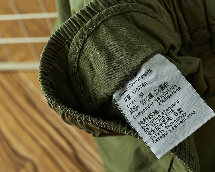 Men Short Pants American Retro Lightweight Quick Drying Cargo Shorts Men's Fashion Washed Casual Elastic Waist Straigt Five-point Pants