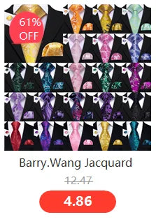 Barry.Wang Jacquard Polka Dot Silk Mens Tie Pocket Sqaure Cufflinks Set Designer Necktie For Male Wedding Business Party Events
