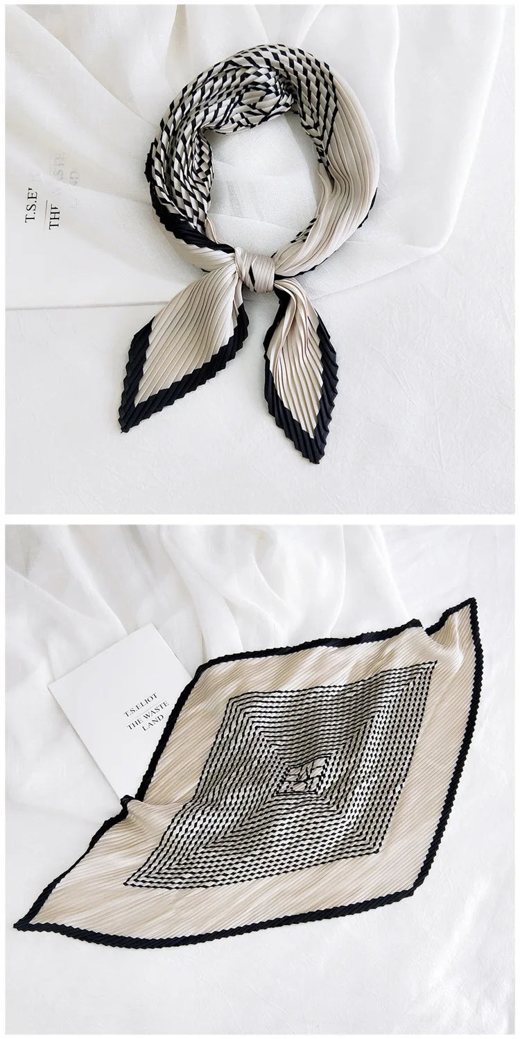 70*70cm Scarf Pleated Crinkle Women's Hijab Wrinkle Shawl Scarves Women Satin Scarf Neckerchief Square Skinny Hair Tie Band