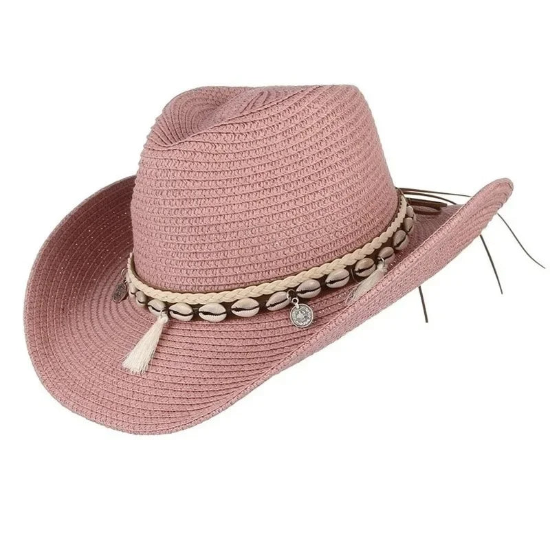 Fashion Summer Straw Hat Women Beach Lady Sun Caps Panama Hat Cowboy Straw Cap UV Protection Sonskerm Hoede Adjustable Hat