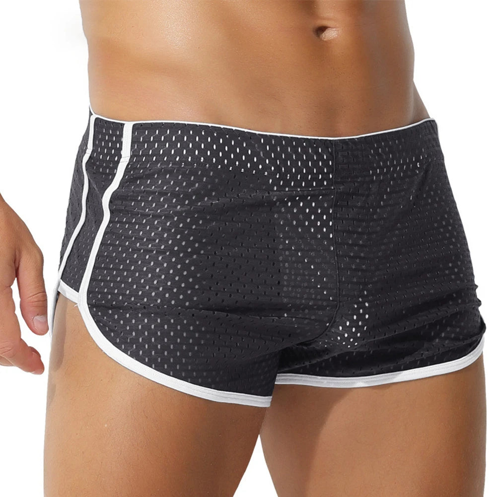 Casual Underwear Man Mesh Breathable Solid Color Sports Shorts And Underpants Briefs Aro Pantss For Men