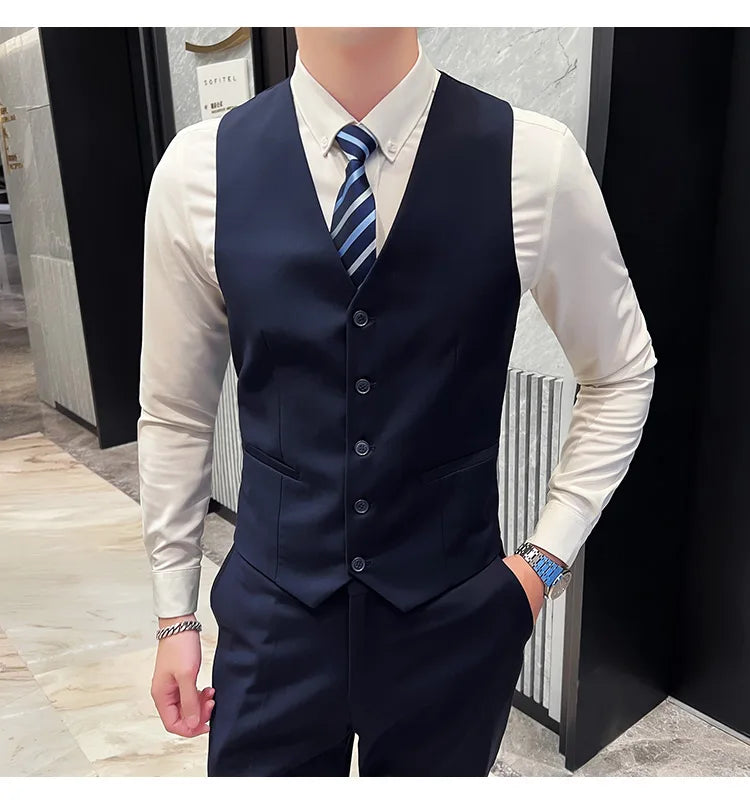 High Quality Business Casual (SB) (suit + Vest + Trousers) 2024 New Fashion Banquet Handsome Men's 3-piece Set S-6XL