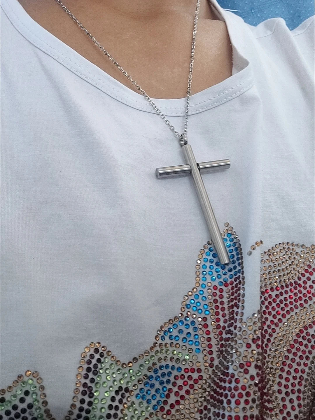 Stainless Steel Pendant Cross Necklace Men Fashion Jewelry Chains Boy EDC Gadgets For Male Female Women Girls Gifts Multi Tools