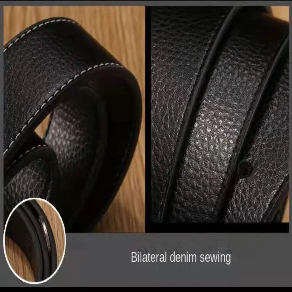 3.7cm Luxury Replace Strap Durable Trouser Jeans Belt Decor Waistband No Buckle Belt Leather Belt Strap Genuine Leather