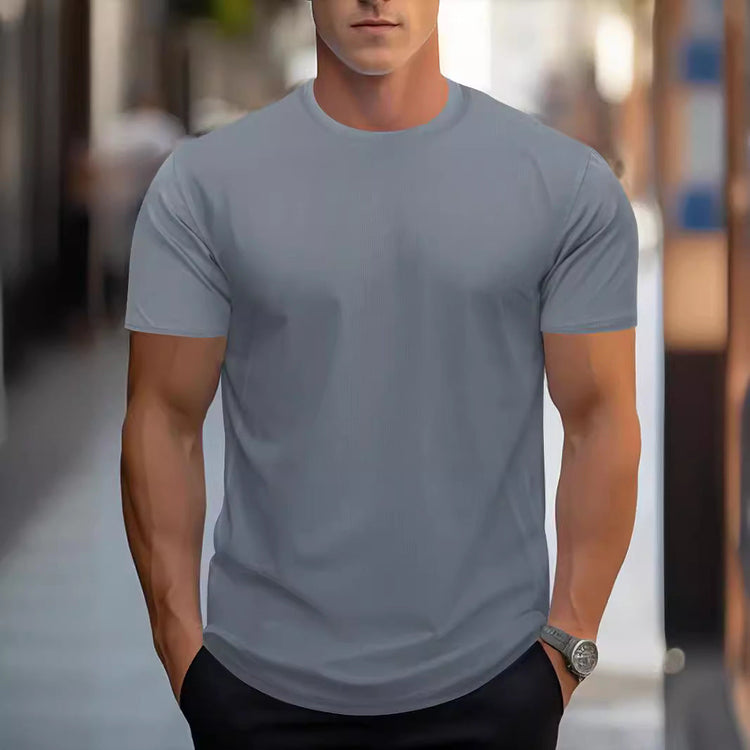 Men’s tee shirts collection banner showcasing stylish casual t-shirts in solid colors and graphic prints.”