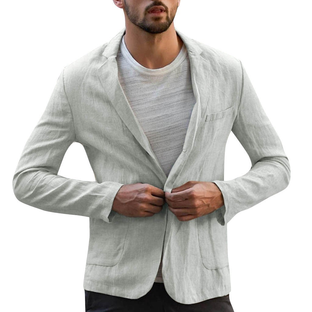 Cotton and linen solid color casual suit jacket MSTOCK-SB