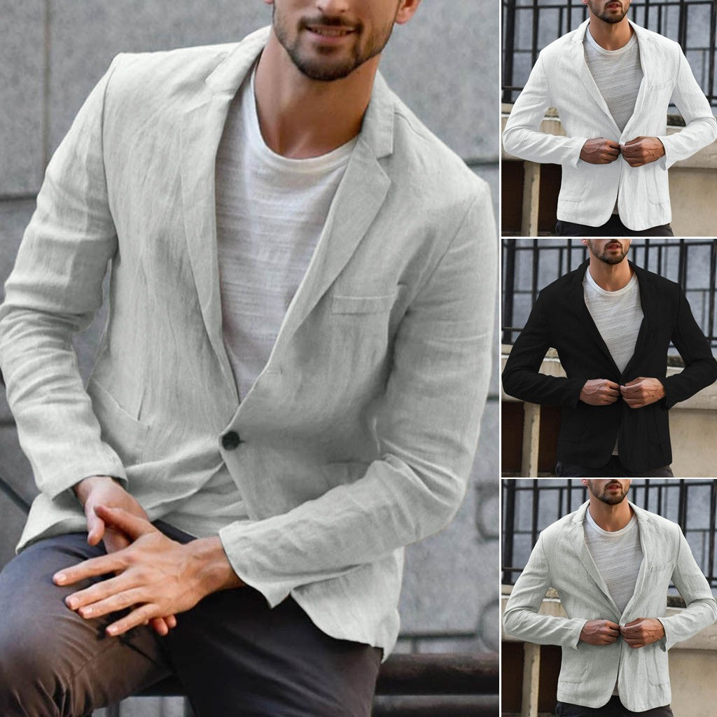 Cotton and linen solid color casual suit jacket MSTOCK-SB