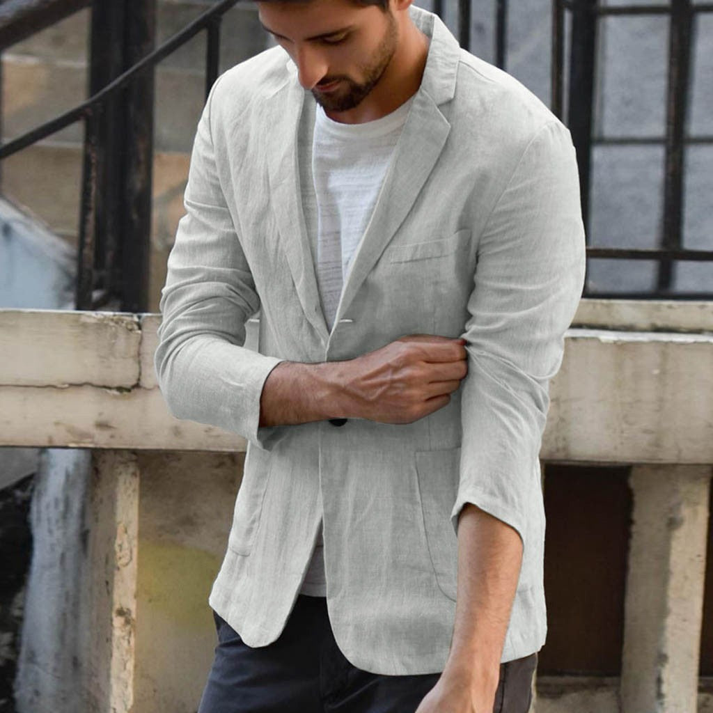 Cotton and linen solid color casual suit jacket MSTOCK-SB