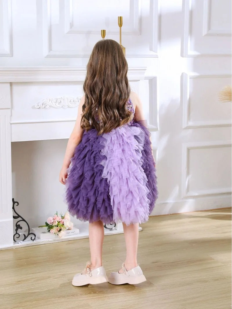 Fashion Baby Girl Princess Sequins Layered Tutu Dress Sleeveless Infant Toddler Tulle Vestido Party Birthday Baby Clothes 1-12Y