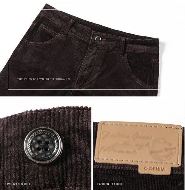 Autumn Winter Trouser Men`s Thick Warm Corduroy Pants Fleece Trousers Male Casual Business Style Long Jeans Men