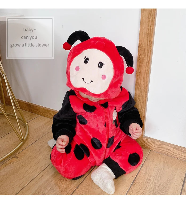 Newborn Baby Costume Romper Onesie Winter Infant Baby Clothes ropa bebe Soft Girl Boys Rompers Cute Bee Flannel Toddler  Outfit