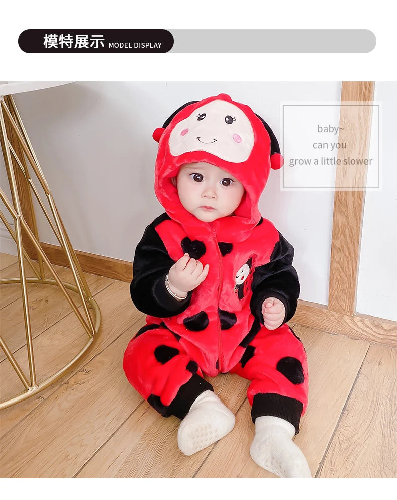 Newborn Baby Costume Romper Onesie Winter Infant Baby Clothes ropa bebe Soft Girl Boys Rompers Cute Bee Flannel Toddler  Outfit