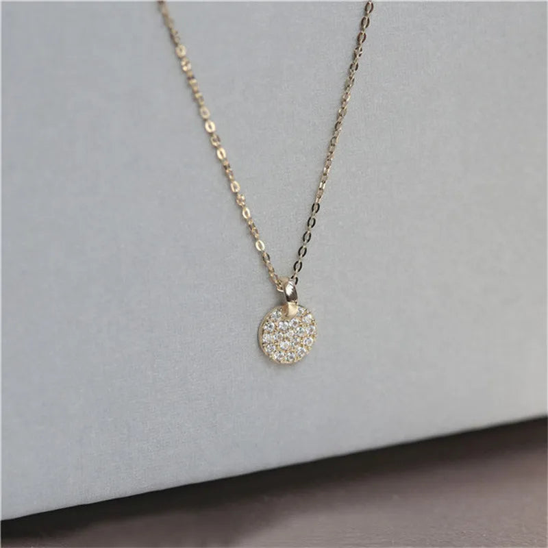 925 Sterling Silver French Simple Pavé Crystal Brand Pendant Clavicle Chain Necklace Women Classic Plating 14k Gold Jewelry Gift
