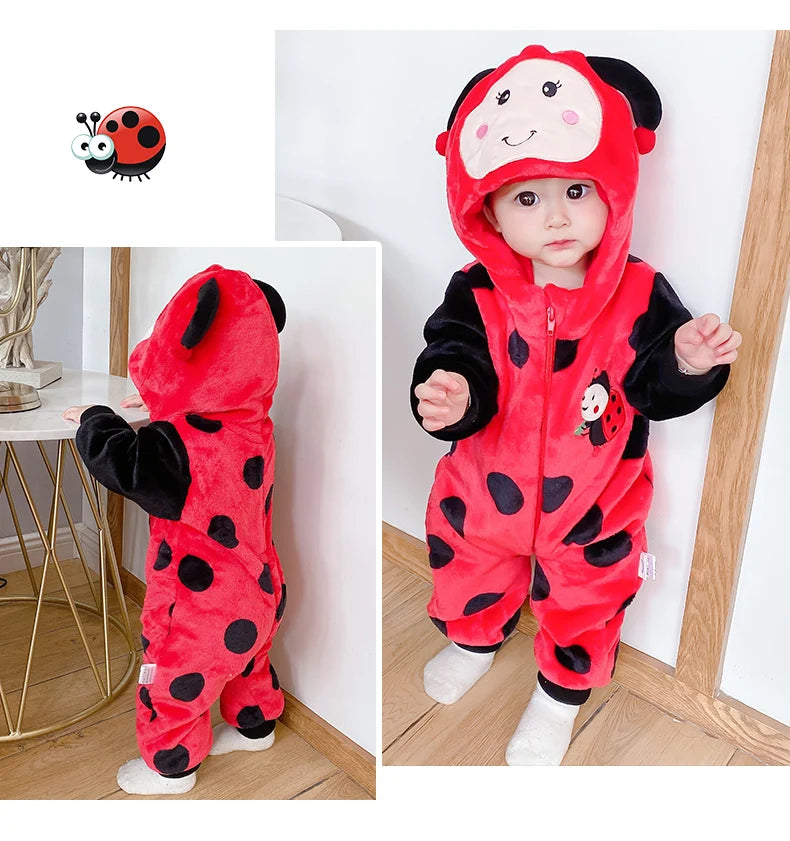 Newborn Baby Costume Romper Onesie Winter Infant Baby Clothes ropa bebe Soft Girl Boys Rompers Cute Bee Flannel Toddler  Outfit