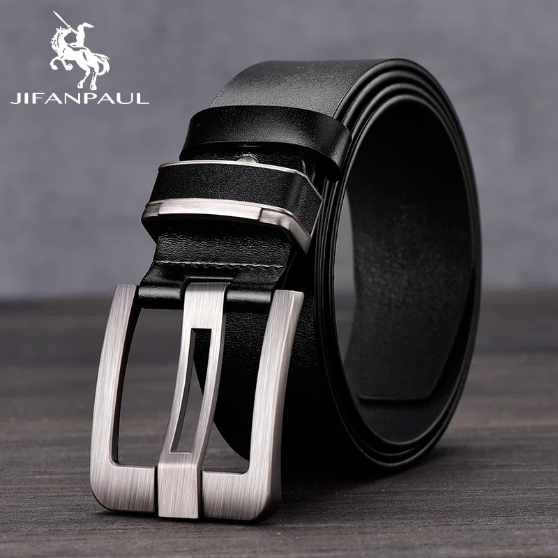 New Leather Cowhide Men's Belt Fashion Metal Alloy Pin Buckle Adult Luxury Brand Jeans Business Casual Waist Male Strap Brand