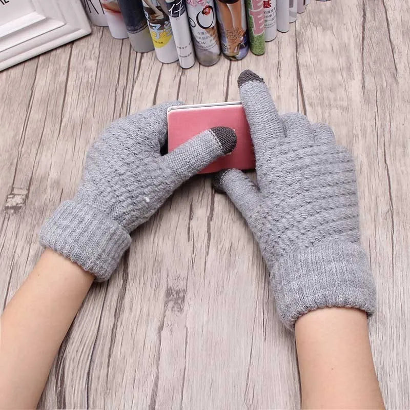 2023 Warm Winter Gloves Women's Cashmere Wool Knitted Wrist Gloves Men Snowflake Knitted Pattern Full Finger Skiing & Warm Glove