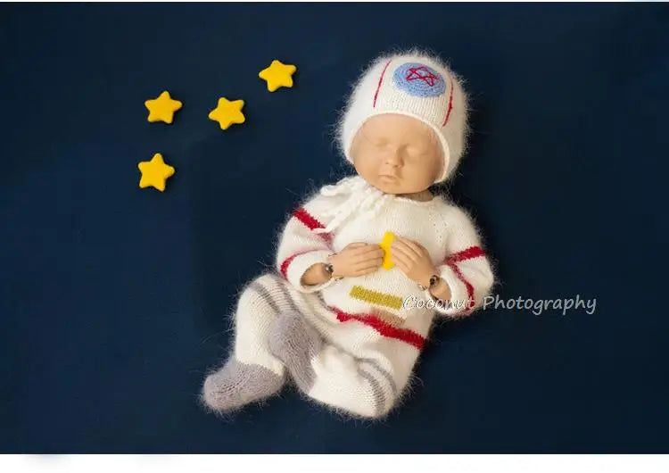 Coconut Newborn Baby Boys Photography Props Wool Knitted Space Astronaut Outfits Hat Clothes Costume Studio Photo Shoot Props