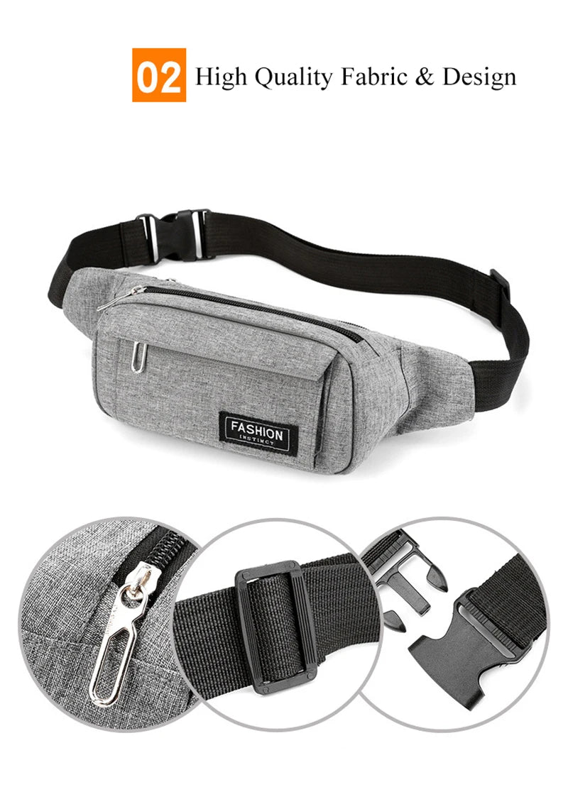 Women Waist Bag Sports Fanny Pack Men Bum Hip Bag Multifunction Travel Chest Bag Crossbody Shoulder Bag Phone Purse Bag