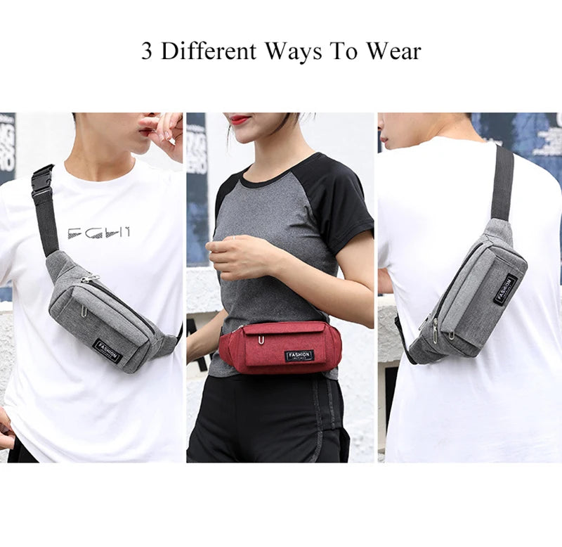Women Waist Bag Sports Fanny Pack Men Bum Hip Bag Multifunction Travel Chest Bag Crossbody Shoulder Bag Phone Purse Bag