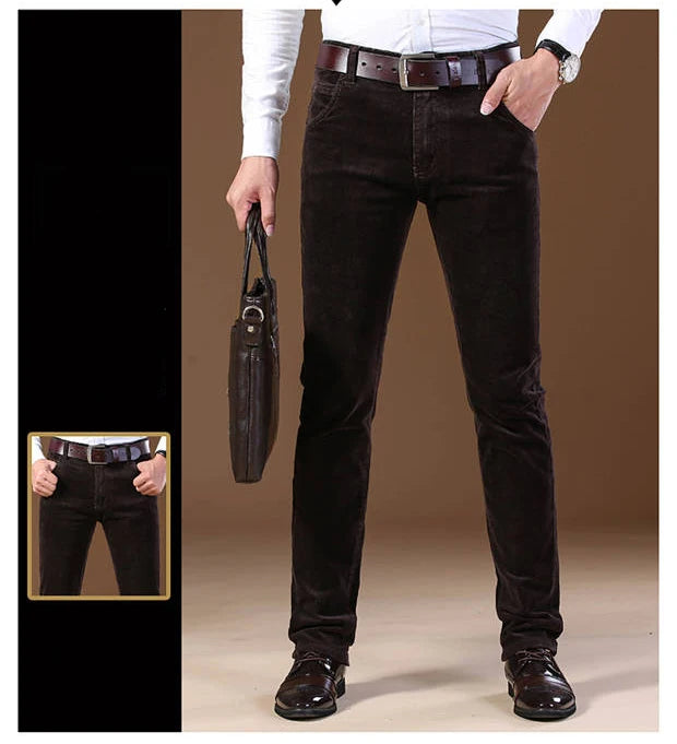 Autumn Winter Trouser Men`s Thick Warm Corduroy Pants Fleece Trousers Male Casual Business Style Long Jeans Men