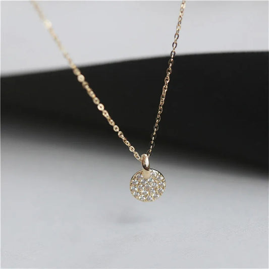 925 Sterling Silver French Simple Pavé Crystal Brand Pendant Clavicle Chain Necklace Women Classic Plating 14k Gold Jewelry Gift