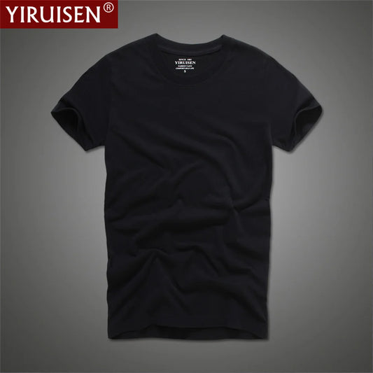 Brand YIRUISEN Mens Tee-Shirt Solid Color 100% Cotton Homme Vintage Tshirts For Male Fashion Comfortable Tees High Quality Shirt