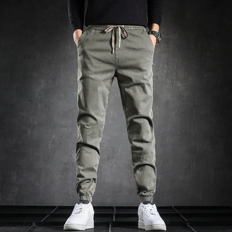 Winter Warm Jeans Men Fleece Lined Jeans Harem Pants Thicken Elastic Loose Fit Grey Pants Male Brand Plus Velvet Big Size 5XL