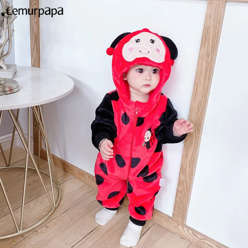 Newborn Baby Costume Romper Onesie Winter Infant Baby Clothes ropa bebe Soft Girl Boys Rompers Cute Bee Flannel Toddler  Outfit