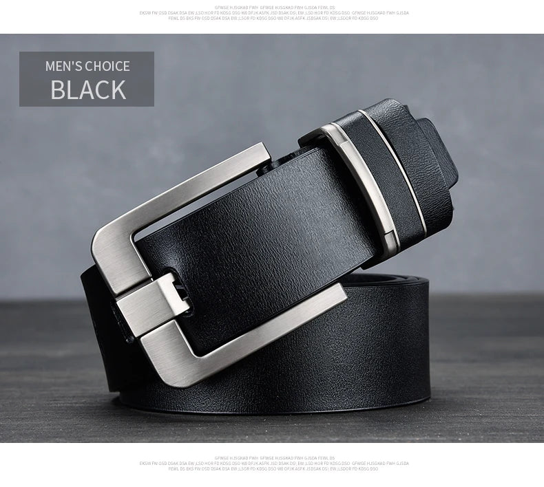 New Leather Cowhide Men's Belt Fashion Metal Alloy Pin Buckle Adult Luxury Brand Jeans Business Casual Waist Male Strap Brand