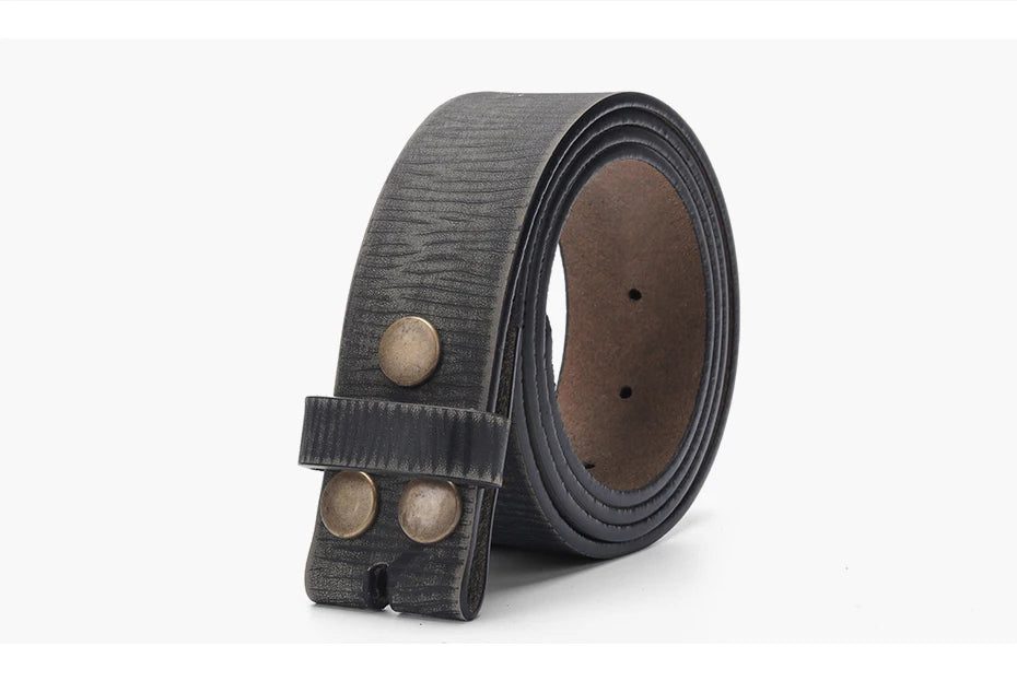 Vintage Belt Without Buckle For Men 100% Genuine Leather Belt For Jeans 3.8 CM Width Cowskin Strap With One Layer Leather