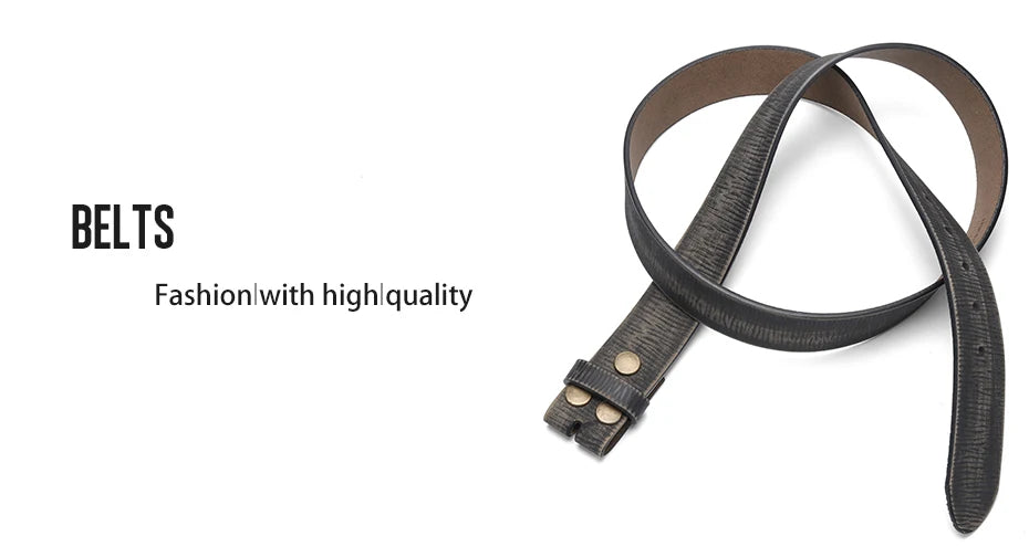 Vintage Belt Without Buckle For Men 100% Genuine Leather Belt For Jeans 3.8 CM Width Cowskin Strap With One Layer Leather