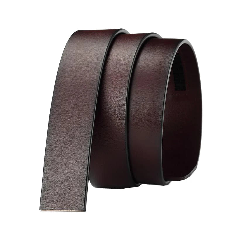 LAUWOO Brand Belt 100% Pure Cowhide Belt Strap No Buckle Genuine Leather Belts Automatic Buckle Belt For Men High Quality