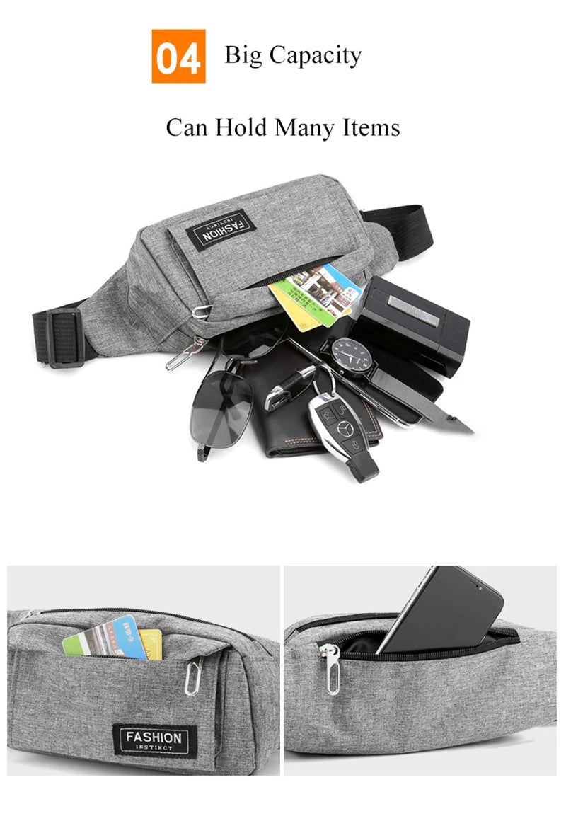 Women Waist Bag Sports Fanny Pack Men Bum Hip Bag Multifunction Travel Chest Bag Crossbody Shoulder Bag Phone Purse Bag