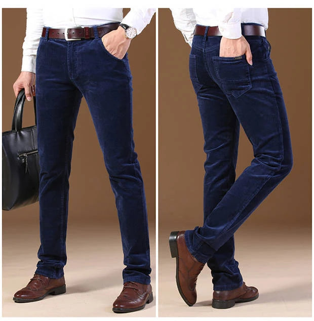 Autumn Winter Trouser Men`s Thick Warm Corduroy Pants Fleece Trousers Male Casual Business Style Long Jeans Men