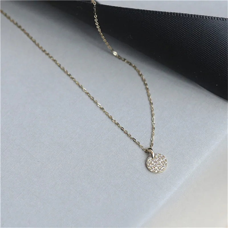 925 Sterling Silver French Simple Pavé Crystal Brand Pendant Clavicle Chain Necklace Women Classic Plating 14k Gold Jewelry Gift