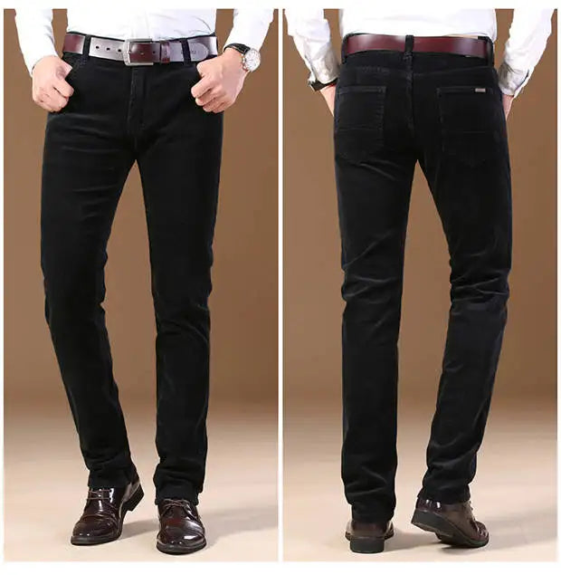 Autumn Winter Trouser Men`s Thick Warm Corduroy Pants Fleece Trousers Male Casual Business Style Long Jeans Men