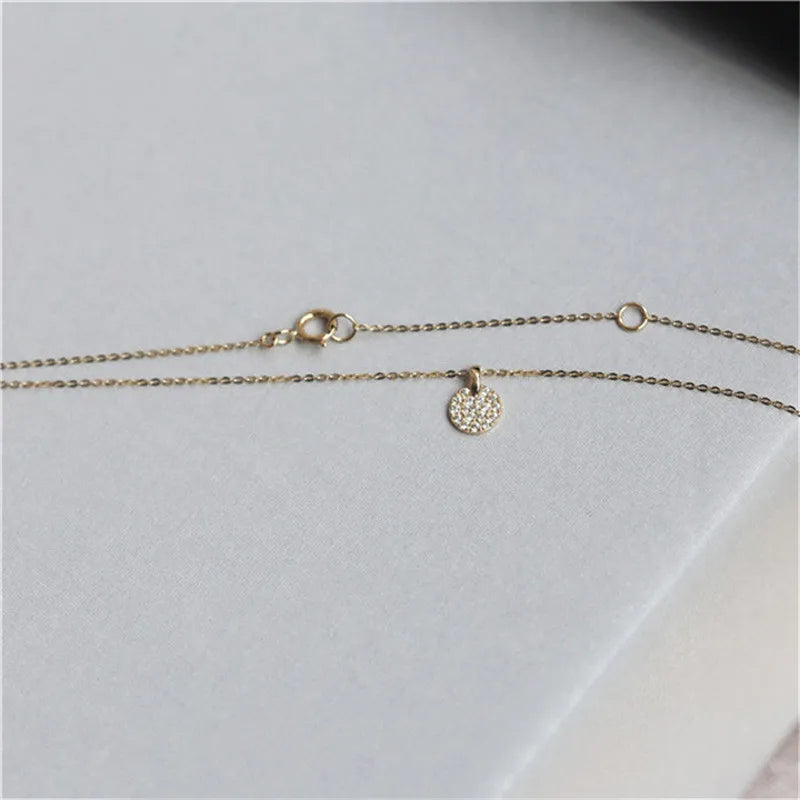925 Sterling Silver French Simple Pavé Crystal Brand Pendant Clavicle Chain Necklace Women Classic Plating 14k Gold Jewelry Gift