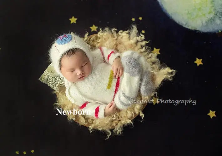 Coconut Newborn Baby Boys Photography Props Wool Knitted Space Astronaut Outfits Hat Clothes Costume Studio Photo Shoot Props