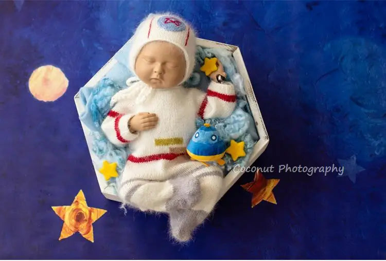 Coconut Newborn Baby Boys Photography Props Wool Knitted Space Astronaut Outfits Hat Clothes Costume Studio Photo Shoot Props