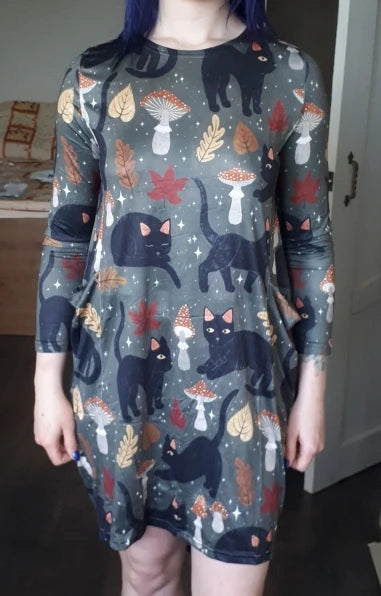 CLOOCL 2022 New Fashion Golden Lion Printed Dress Animal Long-sleeve Pockets Dress Party Dresses Female Clothes Harajuku Style