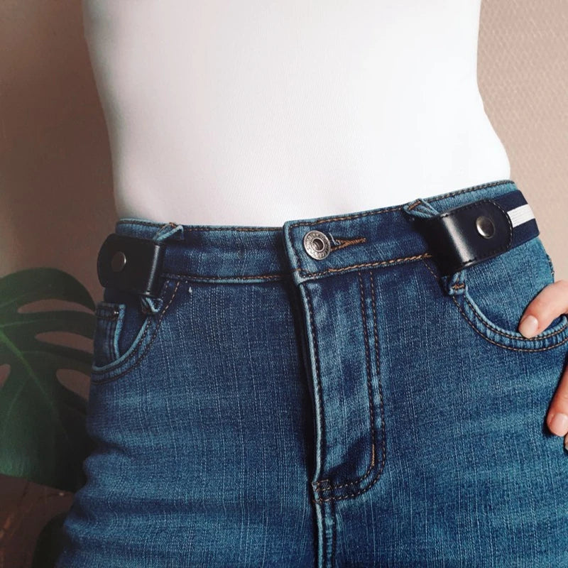 New Belts for Women Buckle-Free Waist Jeans Pants No Buckle Stretch Elastic Waist Belt for Men Ins Wind Invisible Lazy Belt