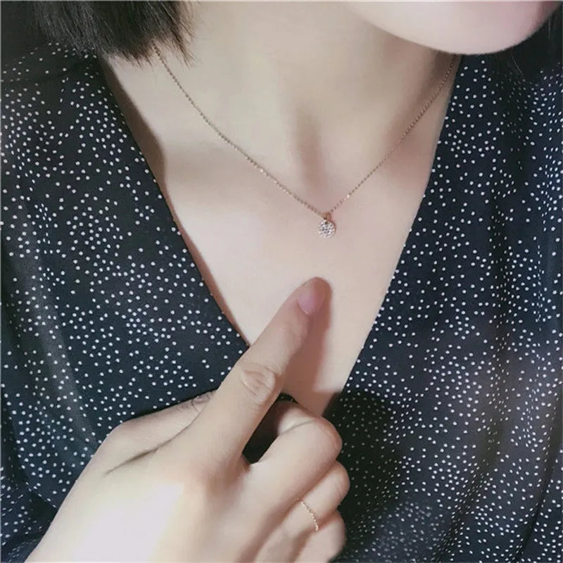 925 Sterling Silver French Simple Pavé Crystal Brand Pendant Clavicle Chain Necklace Women Classic Plating 14k Gold Jewelry Gift