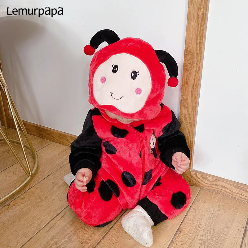 Newborn Baby Costume Romper Onesie Winter Infant Baby Clothes ropa bebe Soft Girl Boys Rompers Cute Bee Flannel Toddler  Outfit