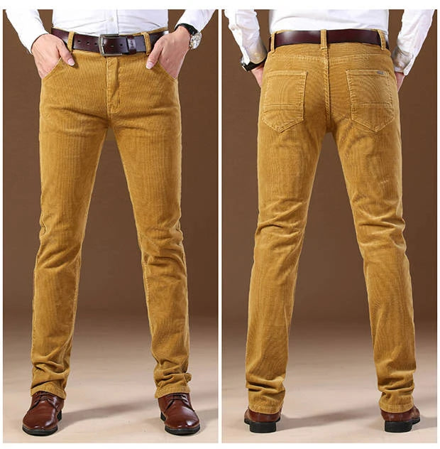 Autumn Winter Trouser Men`s Thick Warm Corduroy Pants Fleece Trousers Male Casual Business Style Long Jeans Men